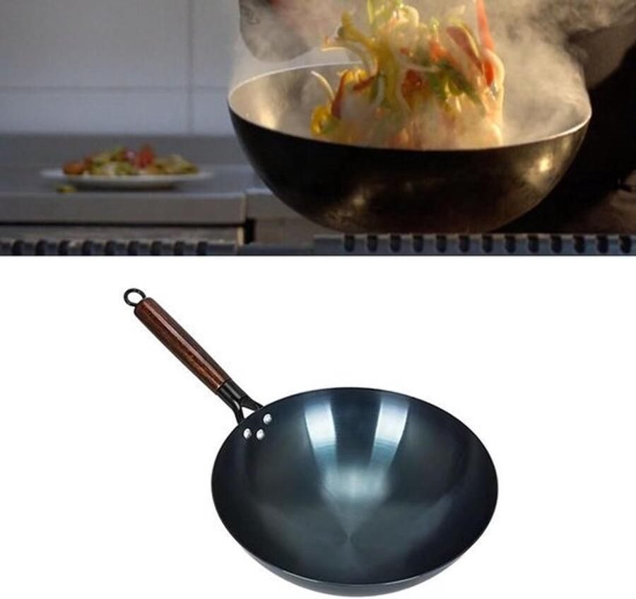 Traditionele Wokpan Roerbakpan Authentiek Koken Verbeterd Ijzer Materiaal 38cm Diameter