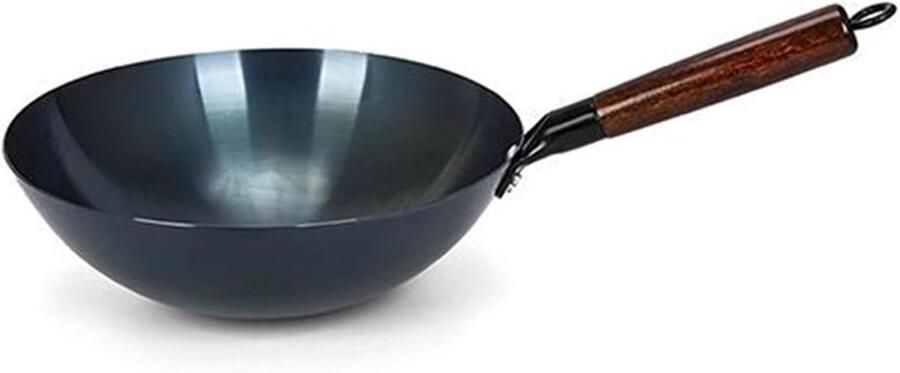 Traditionele Wokpan Roerbakpan Ronde Bodem Authentiek Koken Enkele Handgreep 36cm Diameter