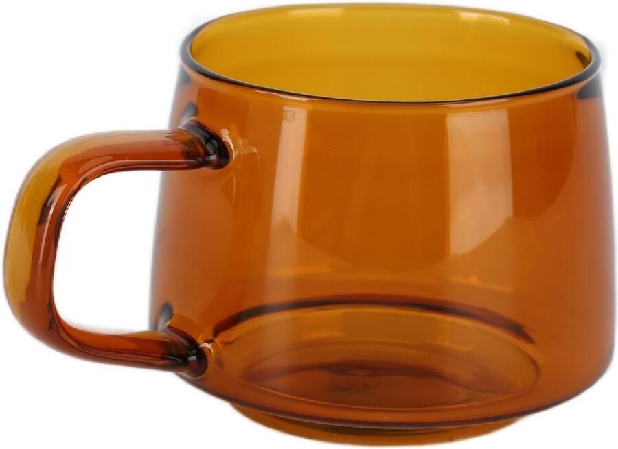Transparant borosilicaat Glazen koffiekopje 250 ml warmte mok met handvat voor koffie latte melkthee dagelijks e (Amber)