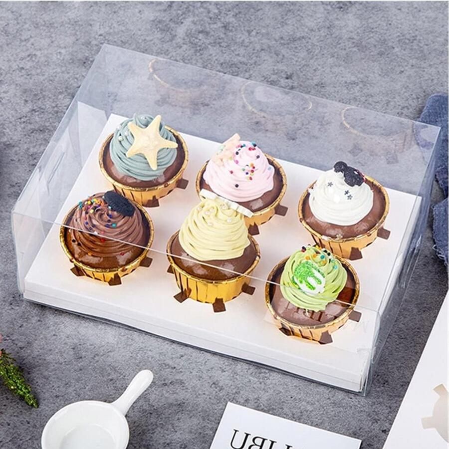 10 Transparante Cake Dozen met 6 Gaten Inleg voor Cupcakes en Desserts Hoogwaardige Dozen voor Muffins en Taarten Ideaal voor Feestjes en Cadeaus
