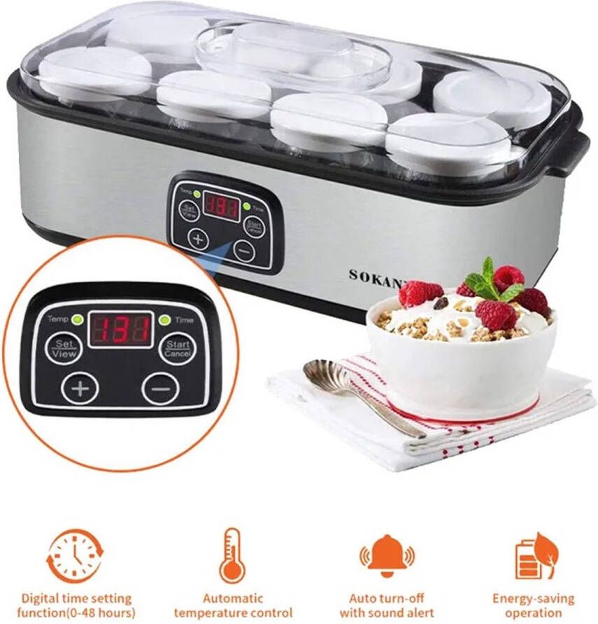 TrendWave Automatische Yoghurtmachine – Yoghurtmaker – Zelfgemaakte Yoghurt & Ijspuddingmaker – Pudding & desserts – 220V – Wit