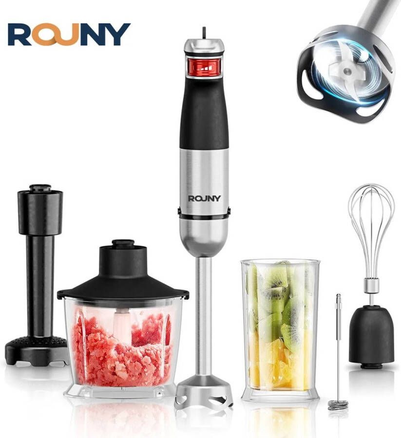 TrendWave Elektrische handstaafmixer 6-in-1 multifunctionele staafmixer roestvrijstalen messen huis en keuken MAX 1500 W