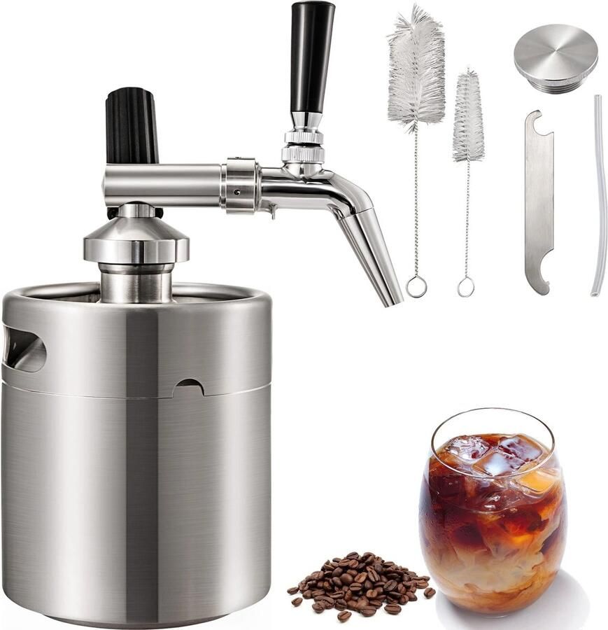 TrendWave Koffiemachines – 2L Cold Brew Koffiezetapparaat – RVS IJskoffie Maker met Kraan – Draagbare Koude Drank Dispenser