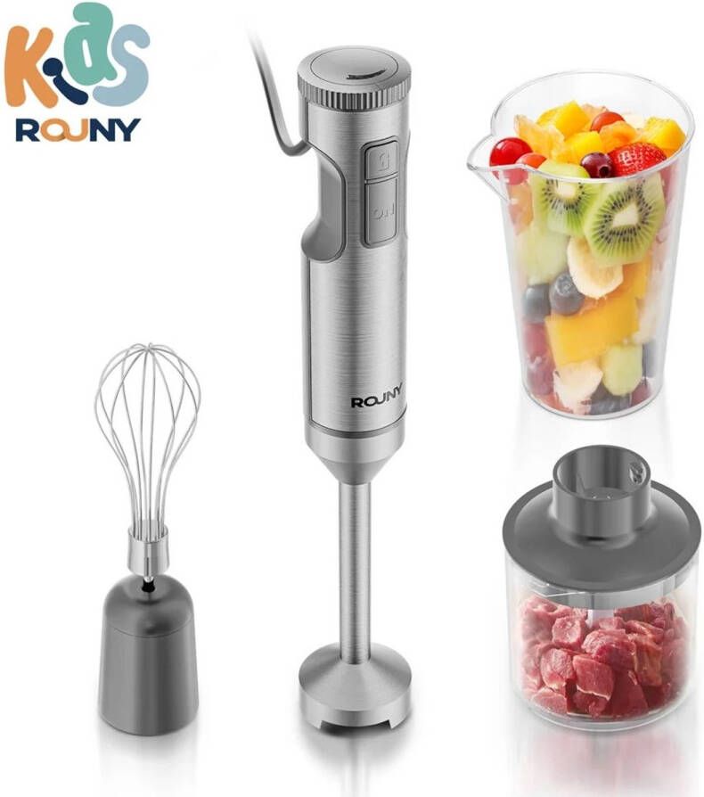 TrendWave Staafmixers – Staafmixer Set – 4-in-1 Handstaafmixer – Babyvoedingblender Met Veiligheidsslot – Roestvrijstalen Mes
