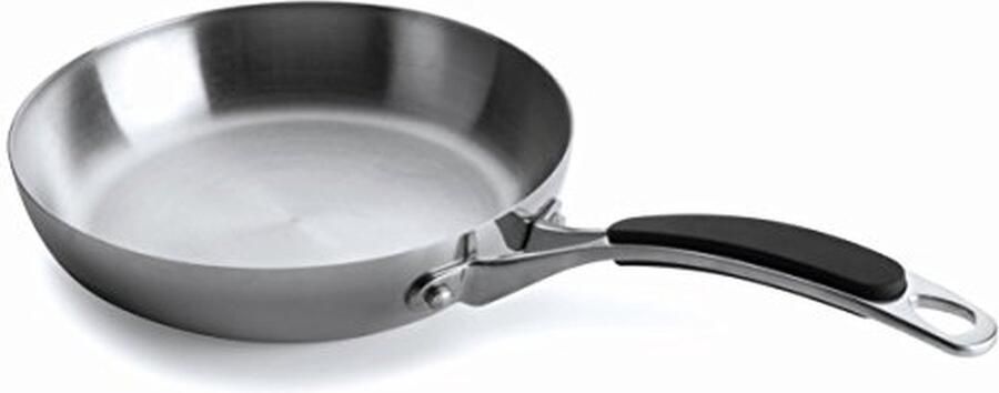 Tri-metal Koekenpan 3-laags Pan Koken en Bakken Gelijkmatige Warmte 24 cm Diameter Zilver