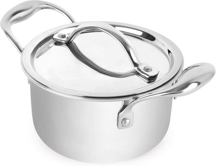 Tri-Ply Inductie Braadpan 18 cm 2 5 Liter RVS Deksel Geschikt voor Alle Warmtebronnen
