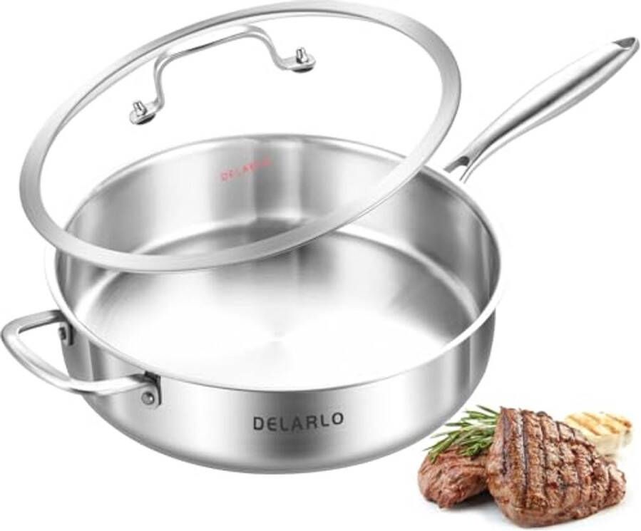 Tri-Ply RVS Saute Pan 5.5QT 12 Inch Diepe Koekenpan