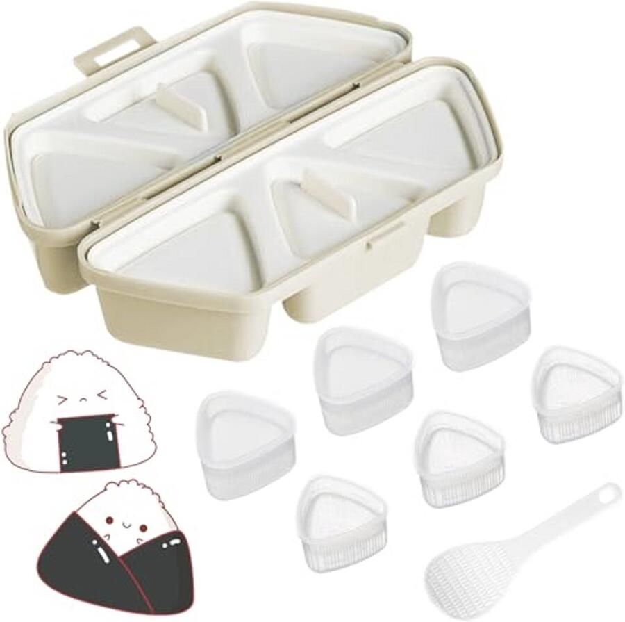 Triangular Onigiri Mould 6-in-1 Sushi Rice Ball Maker with Spoons