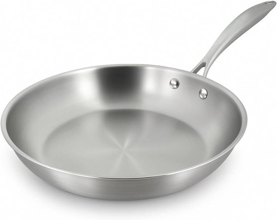 Triply Roestvrijstalen Pan 28 cm Geschikt voor Alle Warmtebronnen Vaatwasmachinebestendig en Vrij van Schadelijke Stoffen