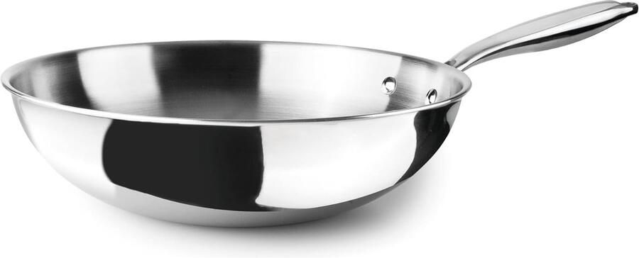 Triply Wokpan Roestvrij staal Gezond Koken Zonder antiaanbaklaag 20 cm Grijs