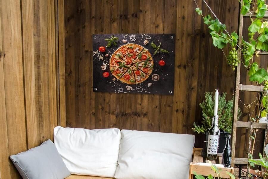 Tuinposter 80x60 cm Pizza Groente Kruiden Keuken Industrieel
