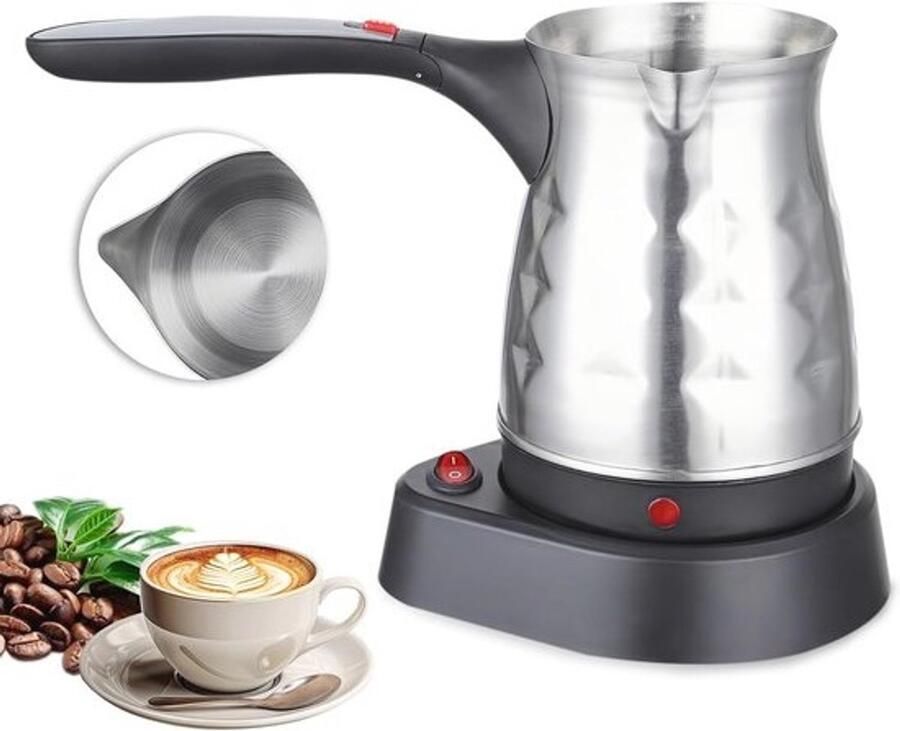 Turks Koffiezetapparaat 500 ml Roestvrij Staal Koffiekoker met Inklapbare Handgreep en 600 W Vermogen