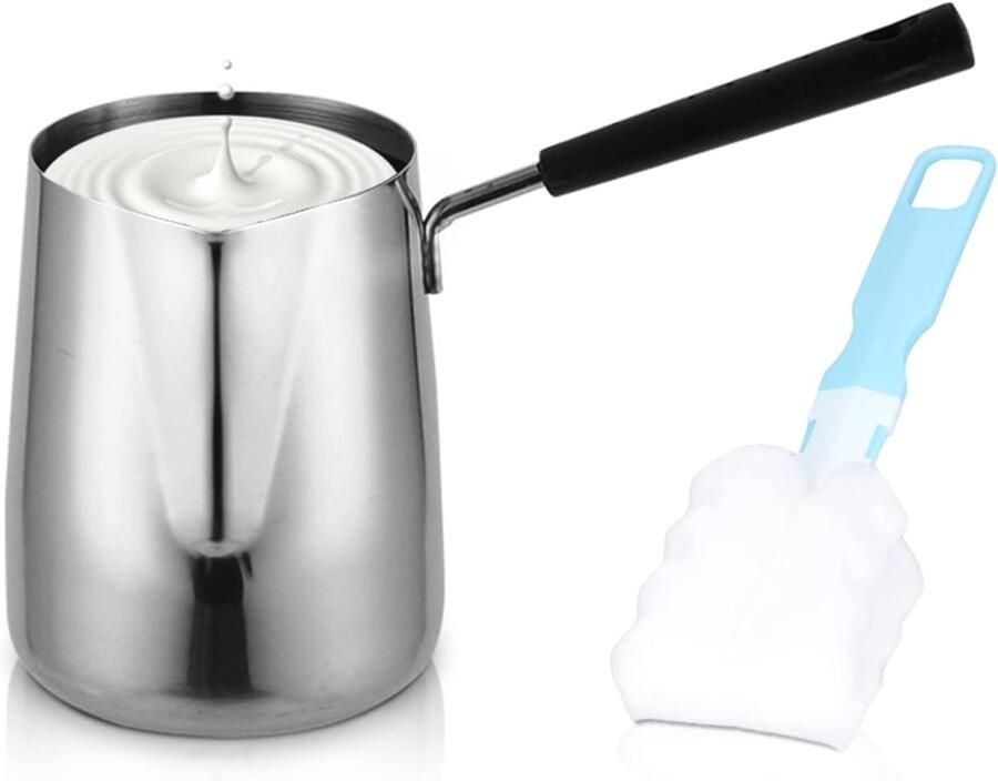 Turks koffiezetapparaat Boterwarmer Mini RVS Griekse koffie Verwarming Smeltende melkpot met uitloop voor thuiscafé Homevero