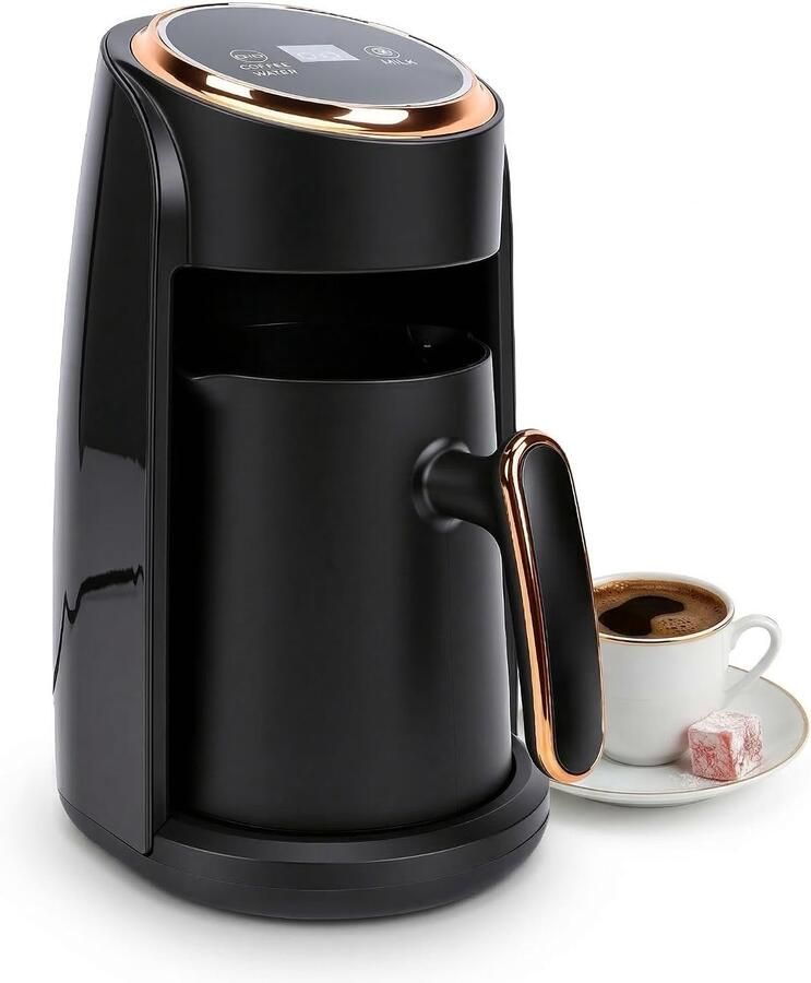 Turkse Kahve Makinesi Turkse koffiezetapparaat 600 W 300 ml voor 3-5 kopjes mokka-machine met melkopschuimer en automatische uitschakeling stoomkoffiezetapparaat voor cappuccino latte