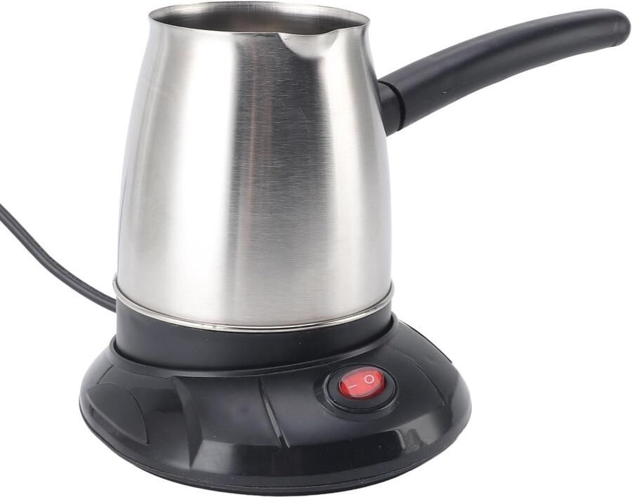 Turkse Koffiepot Koffiezetapparaat met Antislipbasis Roestvrijstalen Koffieketel met Afneembaar Handvat voor Thuiskeuken Theemelk EU-stekker