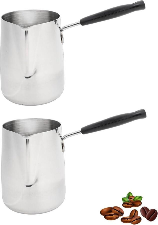 Turkse koffiepot set van 2 Turkse koffiezetapparaten voor het fornuis Turkse koffiepot van roestvrij staal voor het verwarmen van boter melkchocolade constructie van roestvrij staal (350