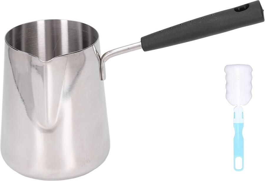 Turkse koffiepot van 600 ml roestvrijstalen koffiezetapparaat met Cool-Touch-handgreep voor Griekse Arabische koffie melkopschuimen boter warme chocolademelk en sausmaker