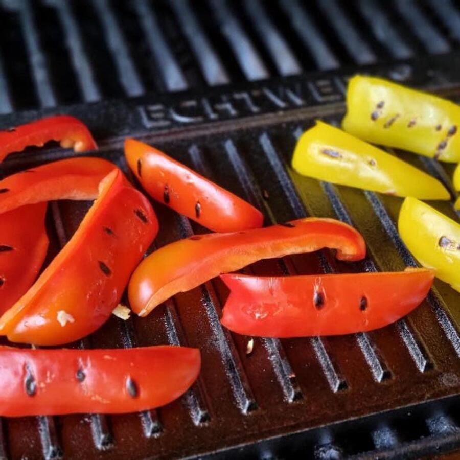 Gietijzeren grillplaat met grillstroken 2-in-1 multifunctioneel en duurzaam