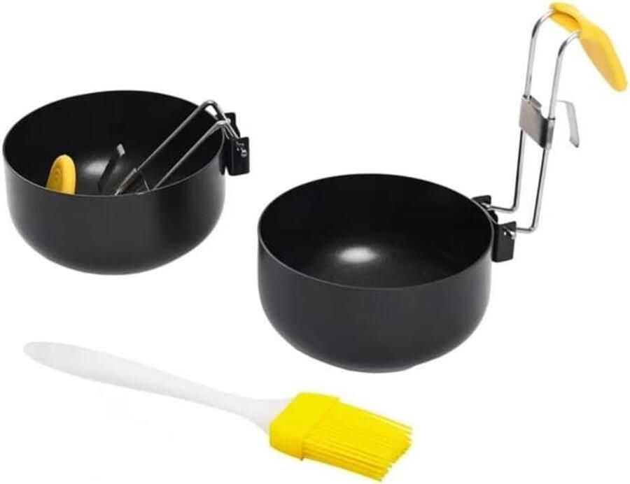 Tweedelige eierkokerset ronde eierkoker eiervorm met antiaanbaklaag