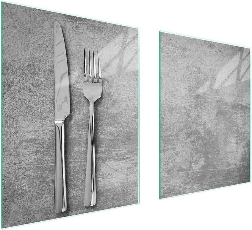 Tweedelige Glazen Afdekplaat voor Fornuis Spatbescherming en Snijplank 85x52 cm