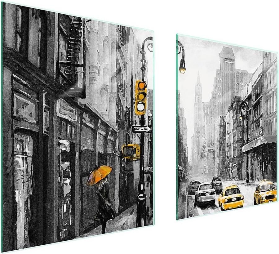 Tweedelige Glazen Afdekplaat voor Kookplaat en Spatscherm 85x52 cm