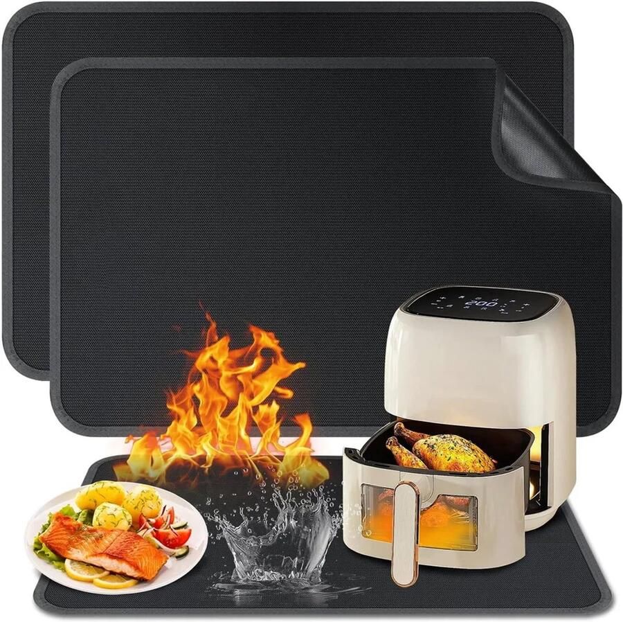 Tweedelige hittebestendige matset brandwerende mat voor airfryer waterdichte siliconenmat aanrechtbeschermer antislip