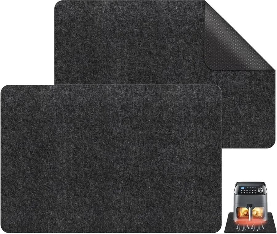 Tweedelige hittebestendige mattenset antislip en warmte-isolerende mat viltmat van 44x30 cm geschikt voor magnetrons werkbladen en airfryers