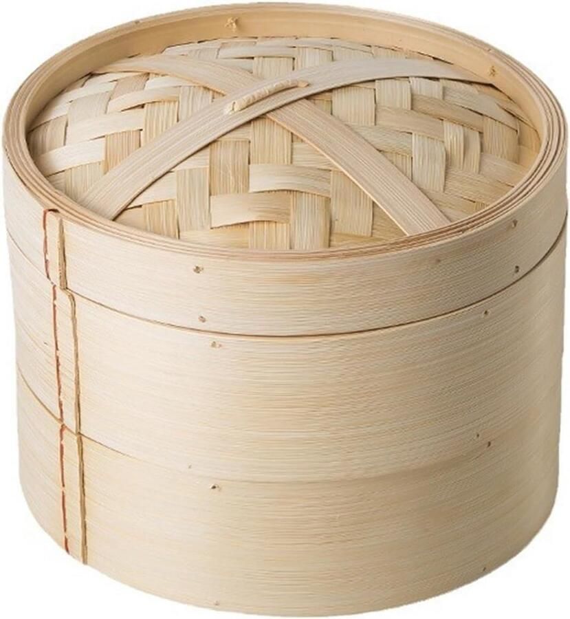 Tweelaags Bamboe Stoomkoker voor Dim Sum en Aziatische Gerechten (15 cm)