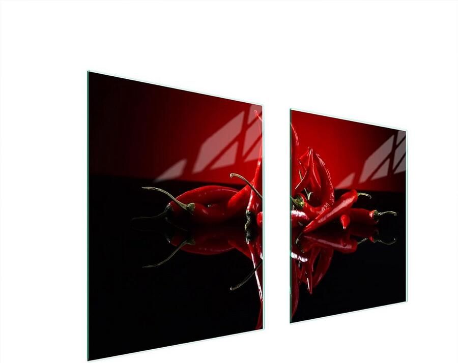 Fornuis Afdekplaat Kookplaat Beschermer Keuken Werkruimte Twee Delig 85 x 52 cm Chilli Patroon