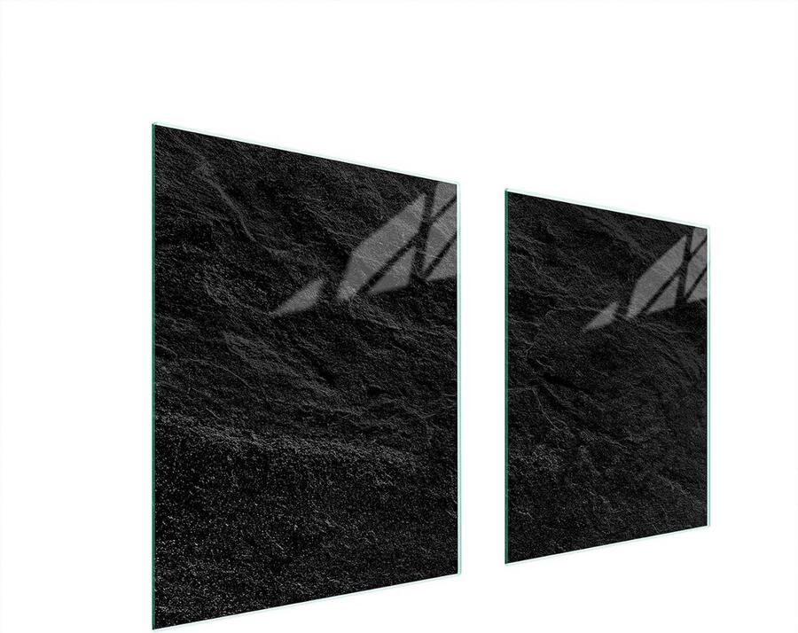 Tweeledige Glazen Kookplaat Afdekplaat 85x52 cm Snijplank & Spatscherm voor Elektrisch & Inductie