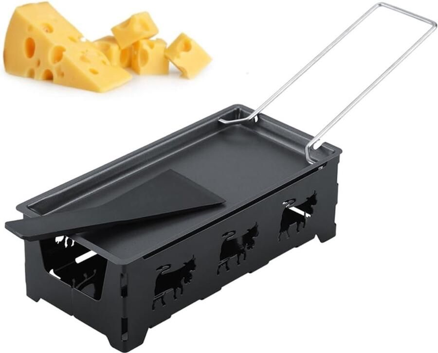 Tyenaza Mini Cheese Grill Tray Carbon Steel Raclette Grill Set met Spatel