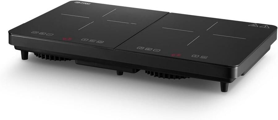 TZS First Austria Dubbele inductiekookplaat 3500W 2-pits glaskeramische kookplaat 10 vermogensniveaus timer kinderslot LED-display touchbediening oververhittingsbeveiliging – mobiel