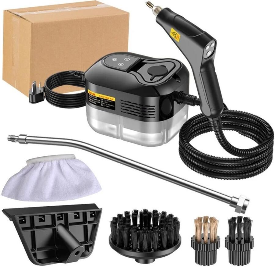 UFTA Stoomreiniger 2500W Smart Airco voor Keuken & Auto 10 Sec Opwarmen 3BAR 105°C 6 Standen 2 2m 99 9% Bacteriën Zwart