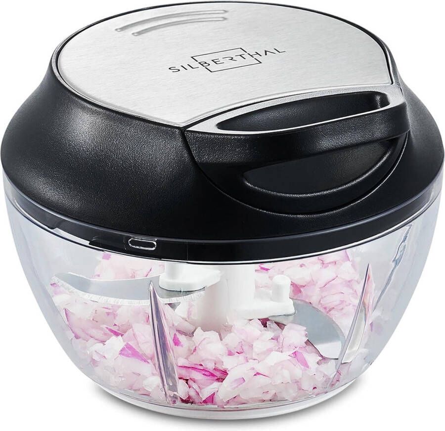 Uiensnijder handmatige hakmolen met 3 messen van Japans staal en trekkoord 500 ml vaatwasmachinebestendig