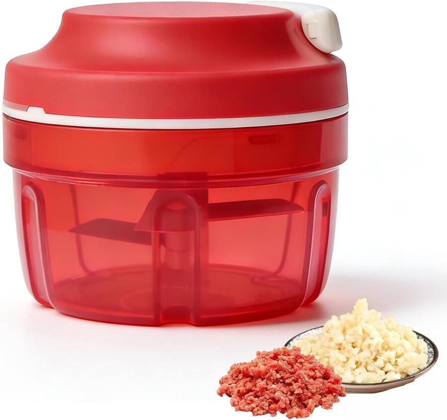 Lexium Store Elektrische groentesnijder Rood 10 5 x 9 x 9 cm ABS Materiaal Handmatige Hakmolen voor Keuken