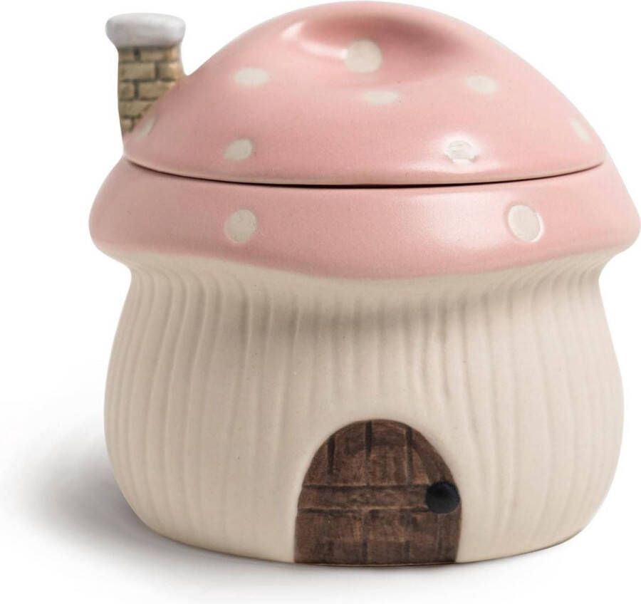 Uiensoepkom met deksel Grappige paddenstoelenhuisstijl Lavacakes Crème Brulee Eierkoker Warmteafvoeropeningen 13 oz veiligheidsporselein Roze