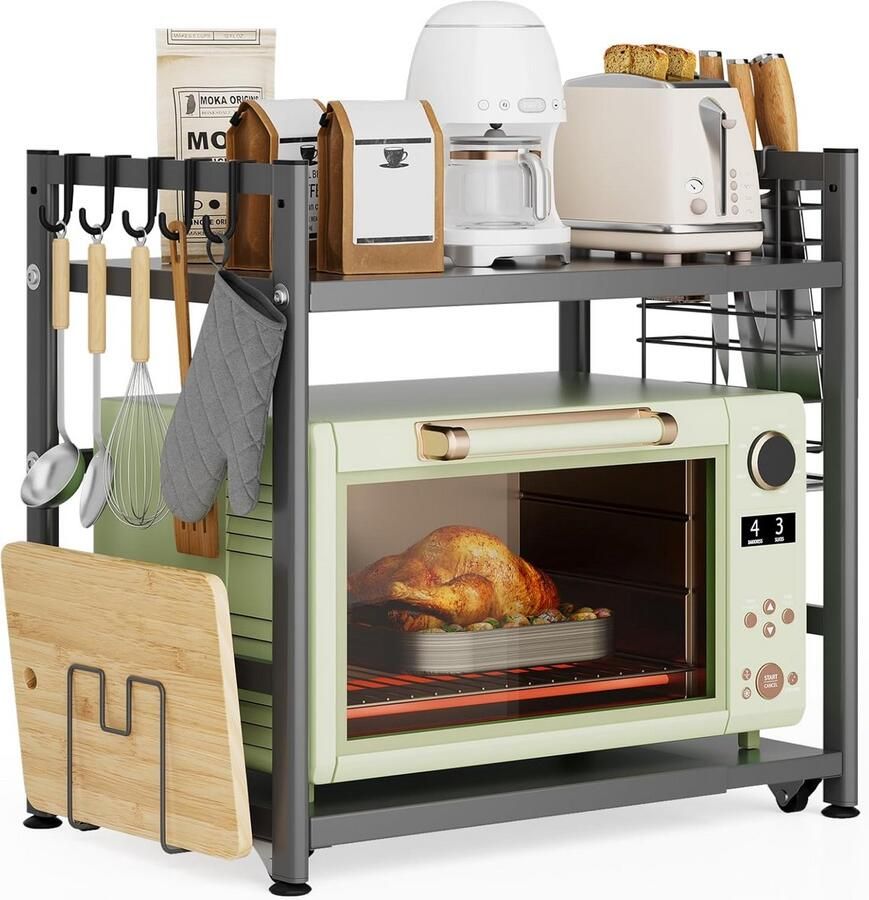 Uitbreidbare Magnetron Plank Stand 2-Laags Keukenrek voor Airfryer en Oven