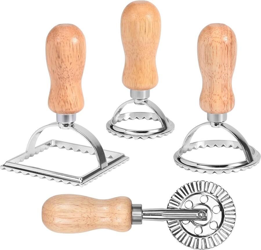 Uitsteekvormpjes 4 stuks ravioli-uitsteekvormpjes vorm ravioli-stempel roller deegsnijder voor het maken van ravioli pasta lasagne knoedels