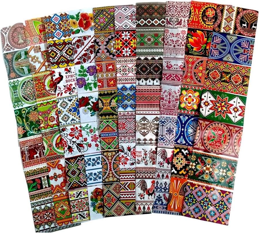 Ukrainisches Kunsthandwerk SET- Speciale aanbieding voldoende voor 70 eieren. Paaseieren folie verschillende ornamenten