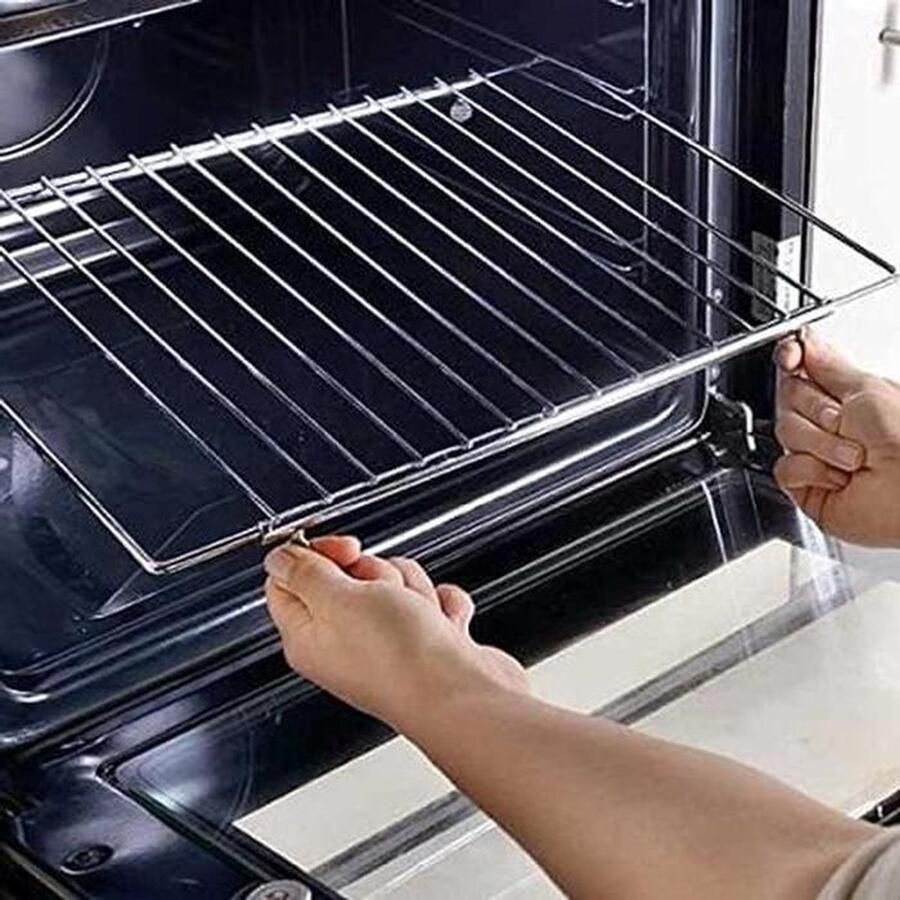 Universeel grillrooster Uittrekbaar rooster Oven uitbreiden Breedte verstelbaar 33 tot 61 cm Zilverkleurig