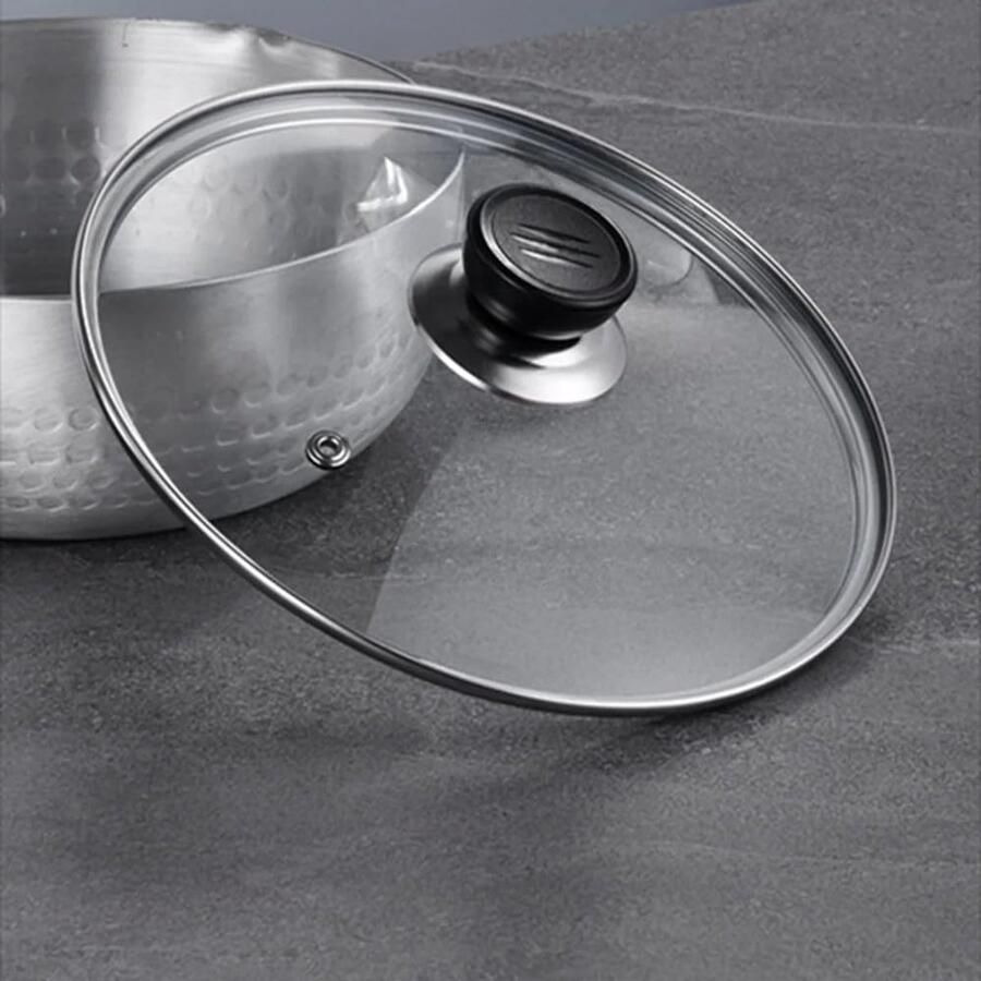 Universeel Pannen Deksel Pot Deksel Kookgerei Koken en Bakken Gehard Glas Zichtbaar 28 cm Zilver