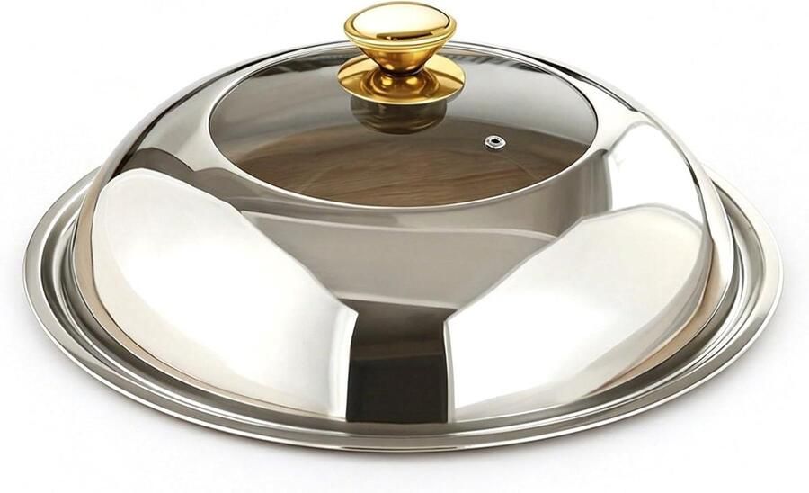 Universeel Pannendeksel Deksel Kookpot Koken en Braden Gehard Glas 28-42 cm Goud