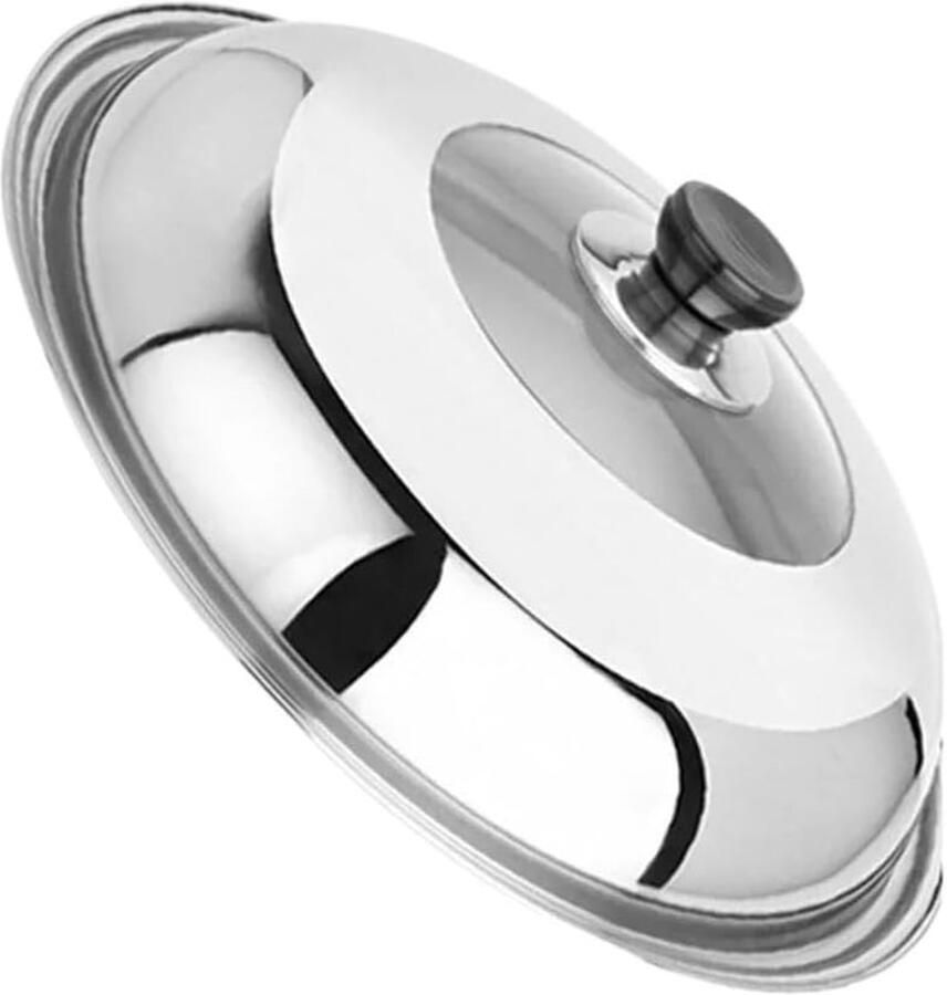 Universeel Pannendeksel Deksel RVS Koken en Stoven Met Stoomgat 32 cm Zilver
