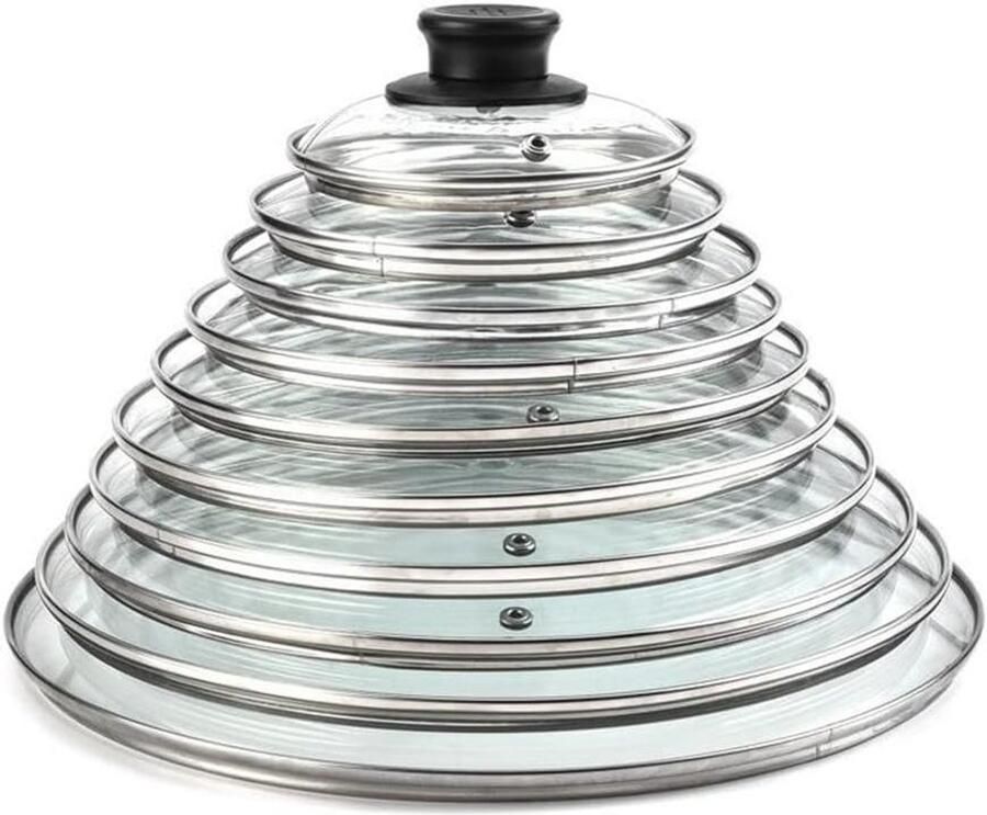 Universeel Pannendeksel Glazen Deksel Energiezuinig Koken Hittebestendig Handvat 22 cm Zilver
