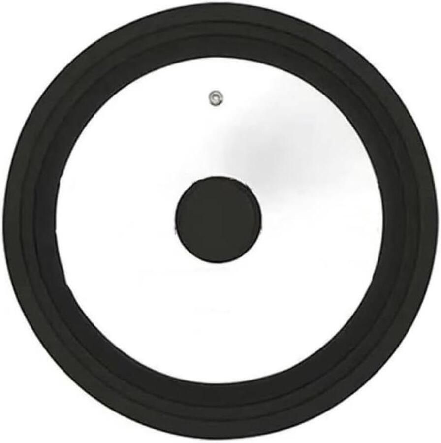 Universeel Pannendeksel Glazen Deksel Koken en Braden Versterkt Glas met Siliconenrand 16.5-20.3 cm Zwart