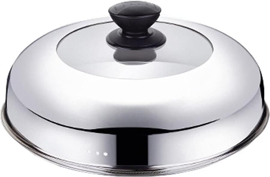 Universeel Pannendeksel Potdeksel Glas Koken en Sudderen Gehard Glas 24 cm Zilver