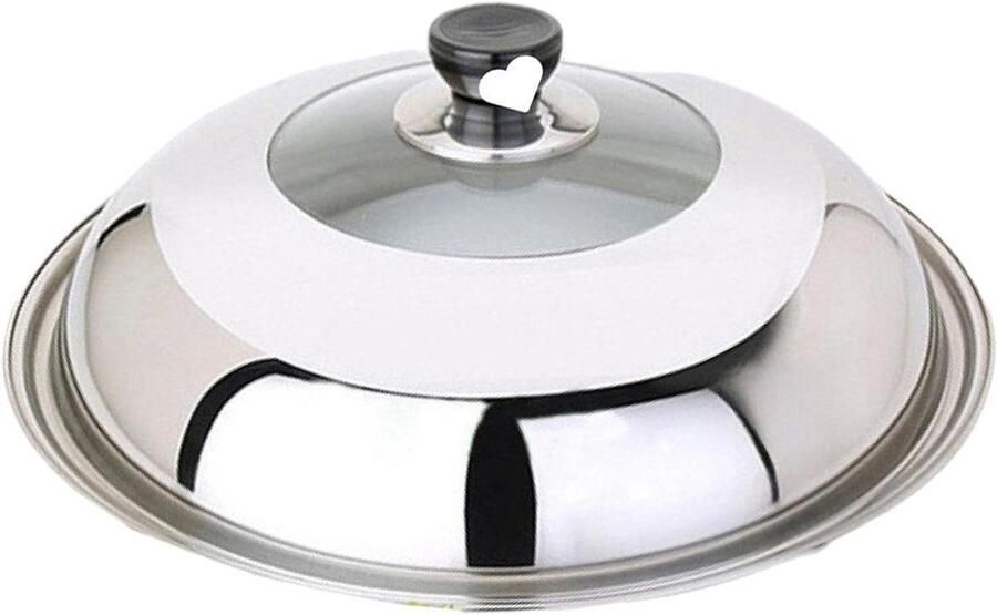 Universeel Pannendeksel Vervangend Deksel Thuis Koken Kristalhelder Glas 28 cm Zilver