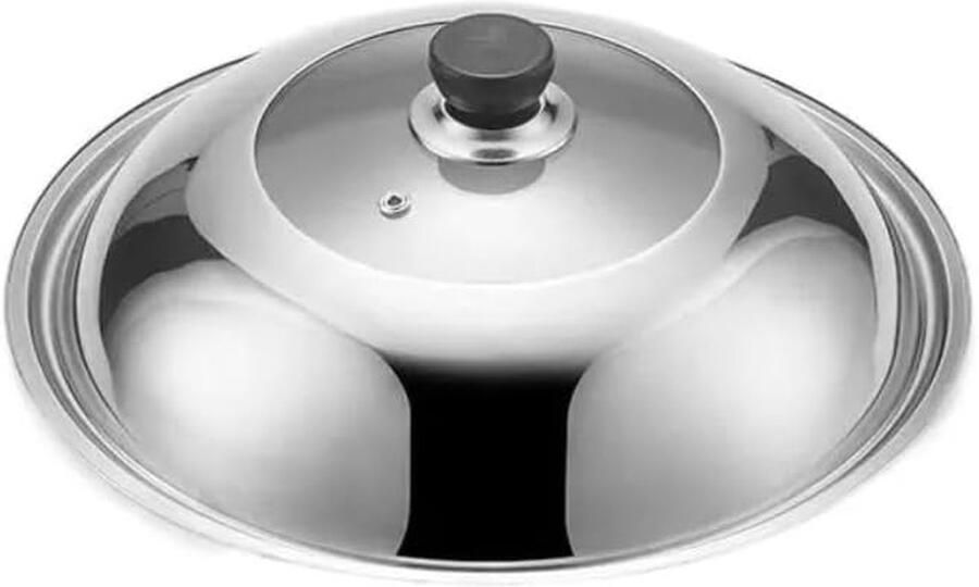 Universeel Potdeksel Glazen Deksel Koken en Braden Hittebestendig Handvat 38 cm Zilver Zwart
