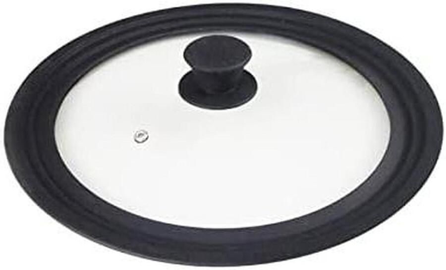 Universeel Potdeksel Glazen Deksel Koken en Braden Met Stoomgat 28-32 cm Zwart