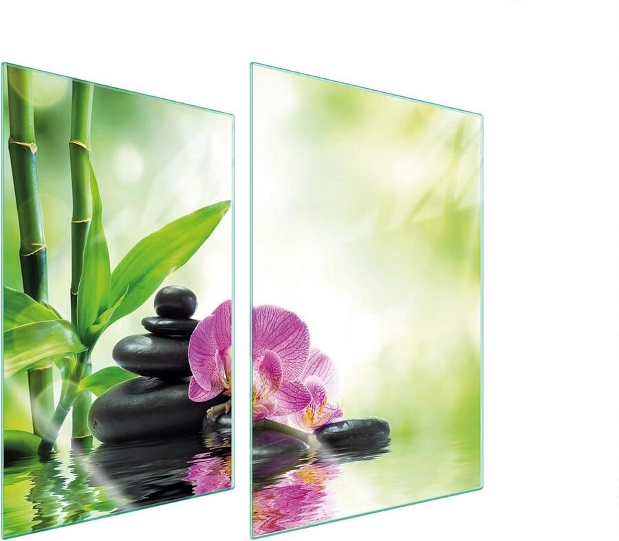Universele 2-delige Afdekplaat voor Keramische en Inductie Kookplaten Glas met Orchideeënprint